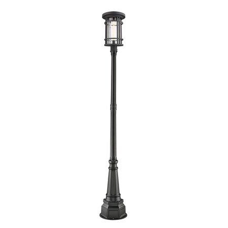 Z-Lite Jordan 1 Light Outdoor Post Mounted Fixture, Black And Clear Seedy 570PHXL-564P-BK